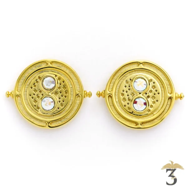 Boucles d oreilles retourneur de temps en argent 925e plaquees or avec cristaux - Les Trois Reliques, magasin Harry Potter - Photo N°1