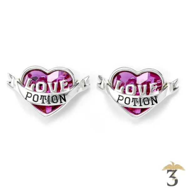 Boucles d’oreilles love potion en argent 925e avec element en cristal - Les Trois Reliques, magasin Harry Potter - Photo N°1