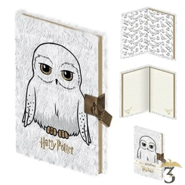 Cahier fluffy a5 hedwige avec cadenas - Les Trois Reliques, magasin Harry Potter - Photo N°2