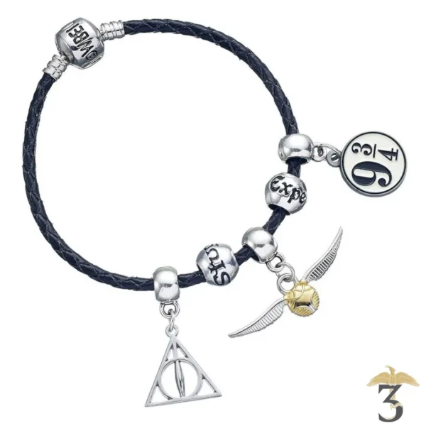 ENSEMB CHARM BRACELET CUIR NOIR - Les Trois Reliques, magasin Harry Potter - Photo N°1