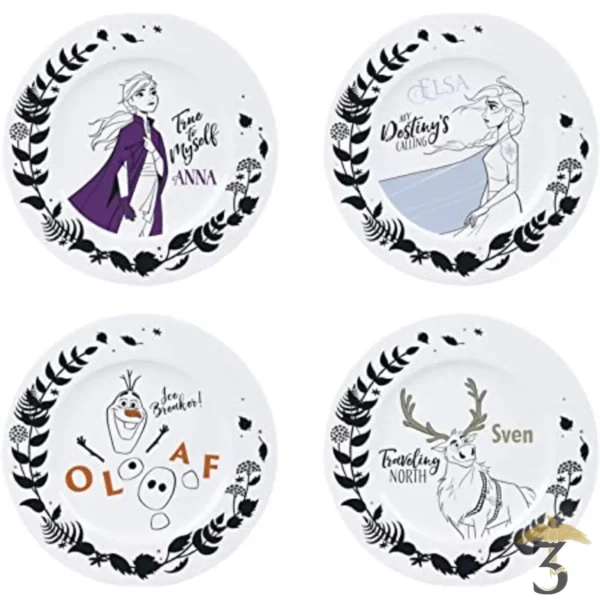 SET DE 4 ASSIETTES REINE DES NEIGES 2 – DISNEY - Les Trois Reliques, magasin Harry Potter - Photo N°1